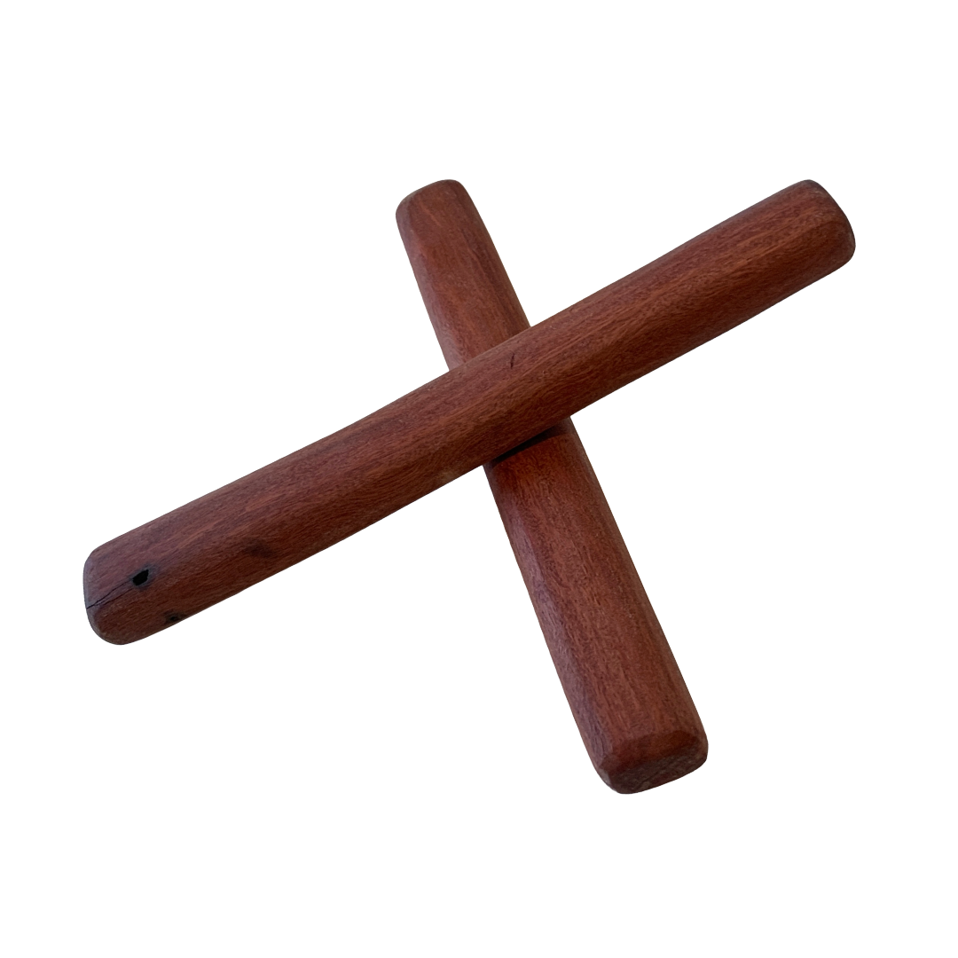 BULBURA CREATIONS | ‘Clapsticks – medium’ | 2025 | Aboriginal Artefact / Molloy Red Box | 30 (l) x 4 (w) x 2 (h) cm