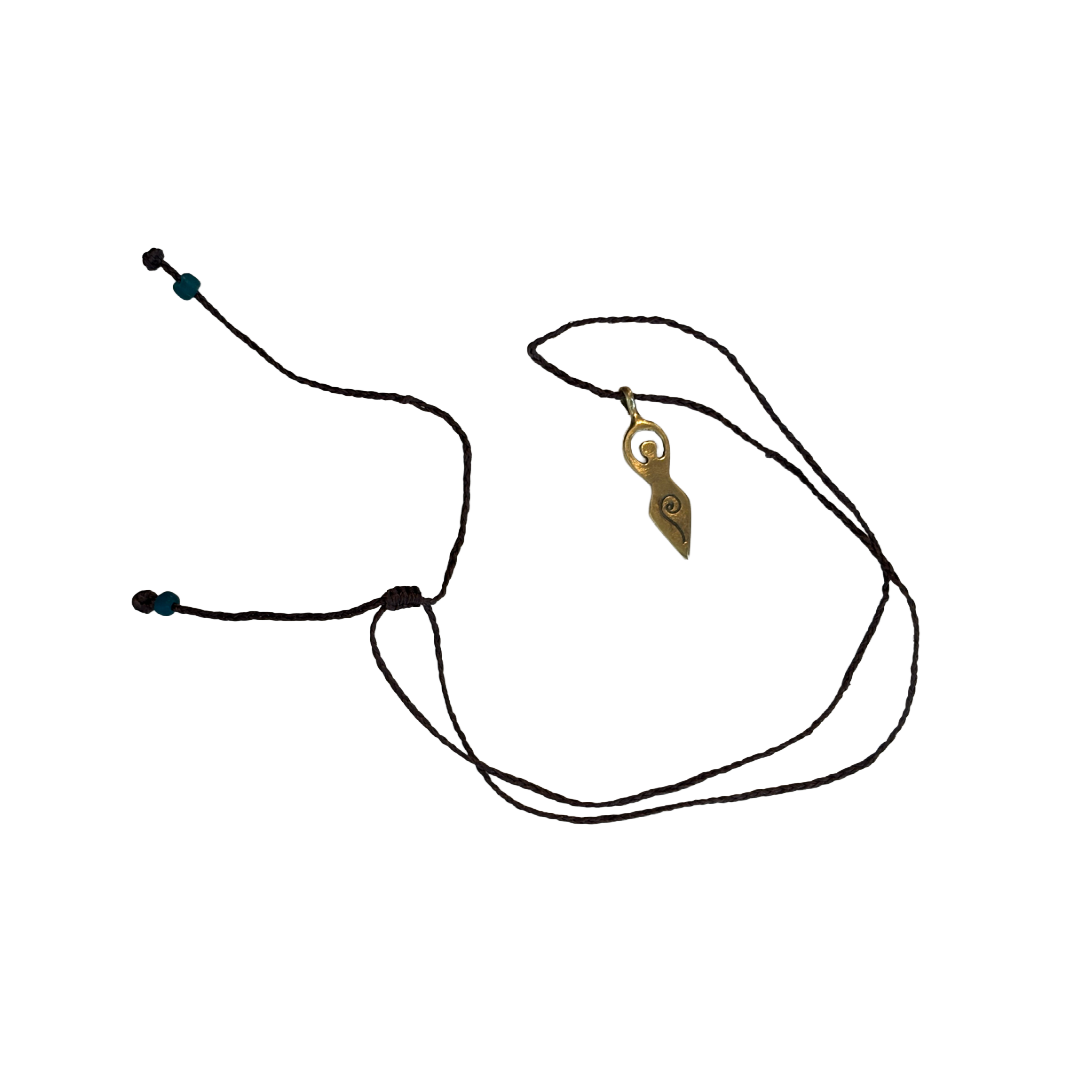 BREATH AND ESSENCE | 'Maeve Necklace (Divine Feminine)' | Brass / plaited cord / glass beads
