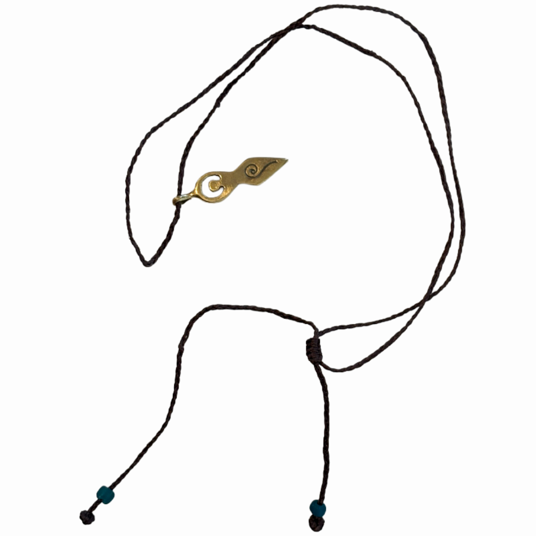 BREATH AND ESSENCE | 'Maeve Necklace (Divine Feminine)' | Brass / plaited cord / glass beads