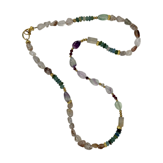 ARTIZ | ‘Gemstone Necklace’ | Mixed beads | Amethyst / citrine / tourmaline / bronze