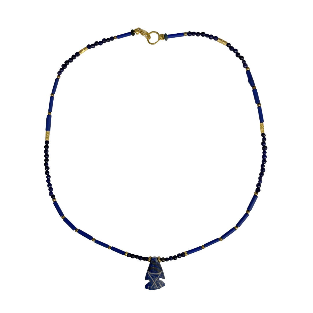ARTIZ | ‘Blue Arrow Necklace’ | Lapis Lazuli / kyanite / bronze