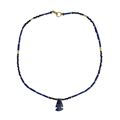 ARTIZ | ‘Blue Arrow Necklace’ | Lapis Lazuli / kyanite / bronze