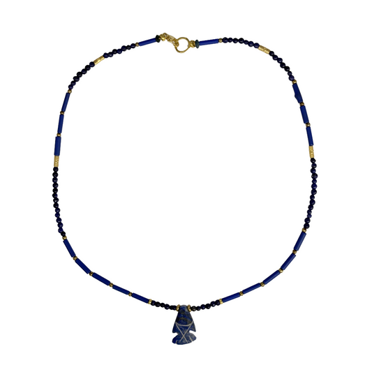 ARTIZ | ‘Blue Arrow Necklace’ | Lapis Lazuli / kyanite / bronze