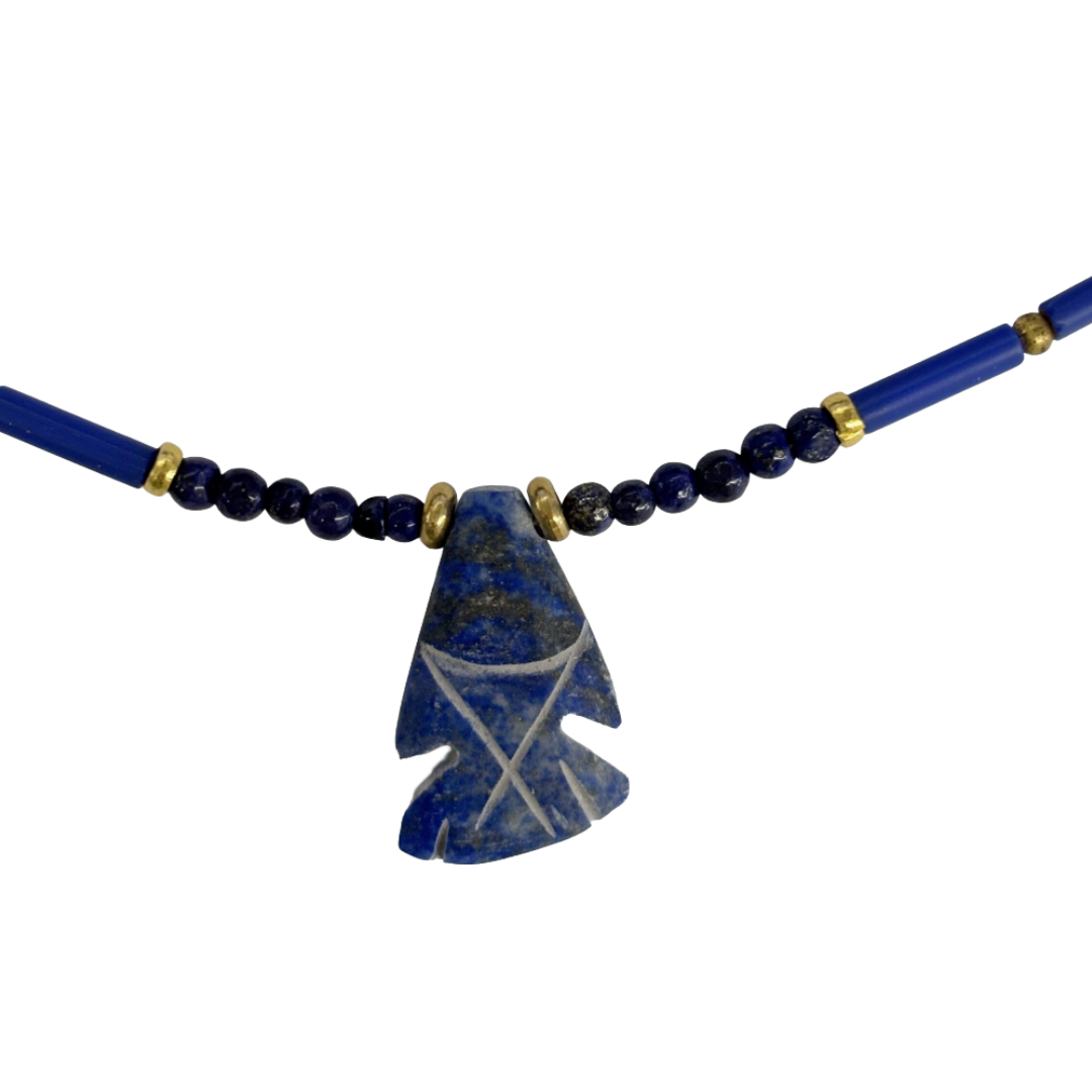 ARTIZ | ‘Blue Arrow Necklace’ | Lapis Lazuli / kyanite / bronze