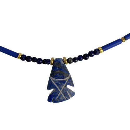 ARTIZ | ‘Blue Arrow Necklace’ | Lapis Lazuli / kyanite / bronze