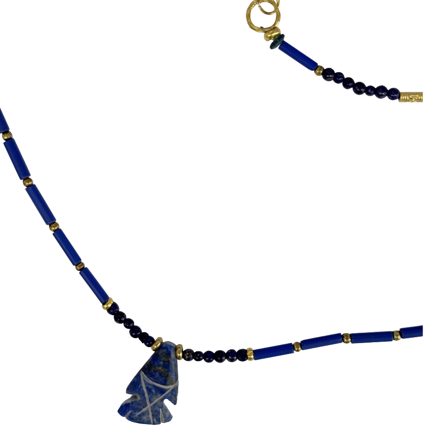 ARTIZ | ‘Blue Arrow Necklace’ | Lapis Lazuli / kyanite / bronze