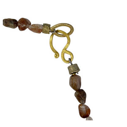 ARTIZ | 'Pearl Bead Necklace | Coral / glass / amethyst + bronze