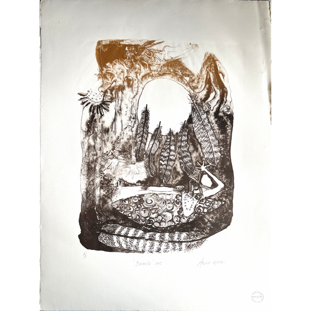 ARONE MEEKS | 'Boomalli 2017' | 2017 | Lithograph | Brown Ink | Paper: 760 x 570 mm