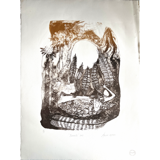 ARONE MEEKS | 'Boomalli 2017' | 2017 | Lithograph | Brown Ink | Paper: 760 x 570 mm