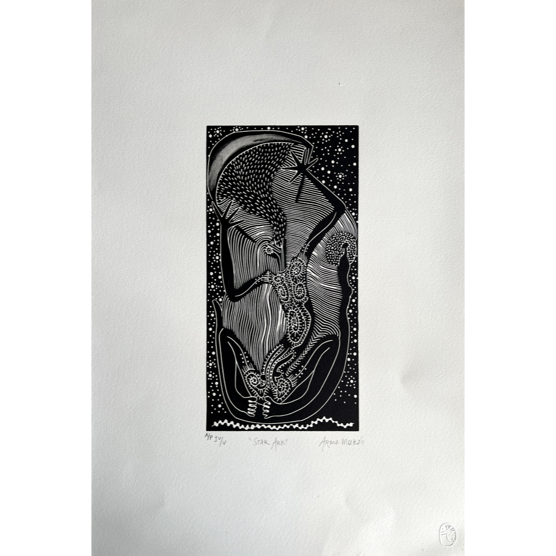 ARONE MEEKS | 'Star Ark' | 2011 | Block printed in black ink | Matrix: 305 x 150 x  mm
