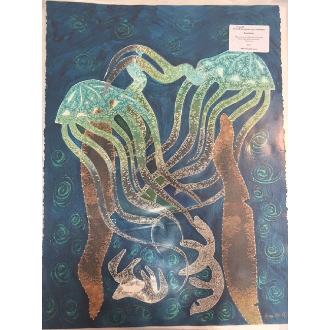 ARONE MEEKS | 'When a pieve of culture dies - The Big Wet Season' | 2014 | Monoprint | Paint | Paper: 755 x 570 mm