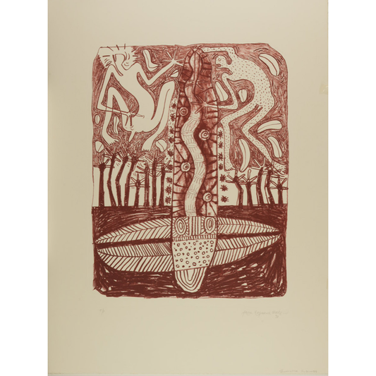 ARONE MEEKS  | 'Everyone's Buisness' | 1993 | Lithograph in brow ink | Paper: 760 x 565 mm; Matrix: 510 x 380 x  mm