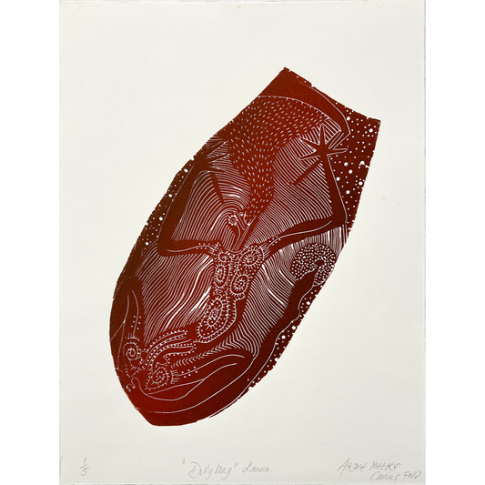 ARONE MEEKS | 'Dilly Bag Laura' | 2010 | Block print | Two colour blend | Paper: 380 x 280 mm