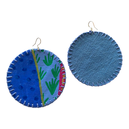 MUM’A NAI | ‘Colossal Charms – Colour Me Happy #6’ | Upcycled blue cotton material + acrylic on canvas