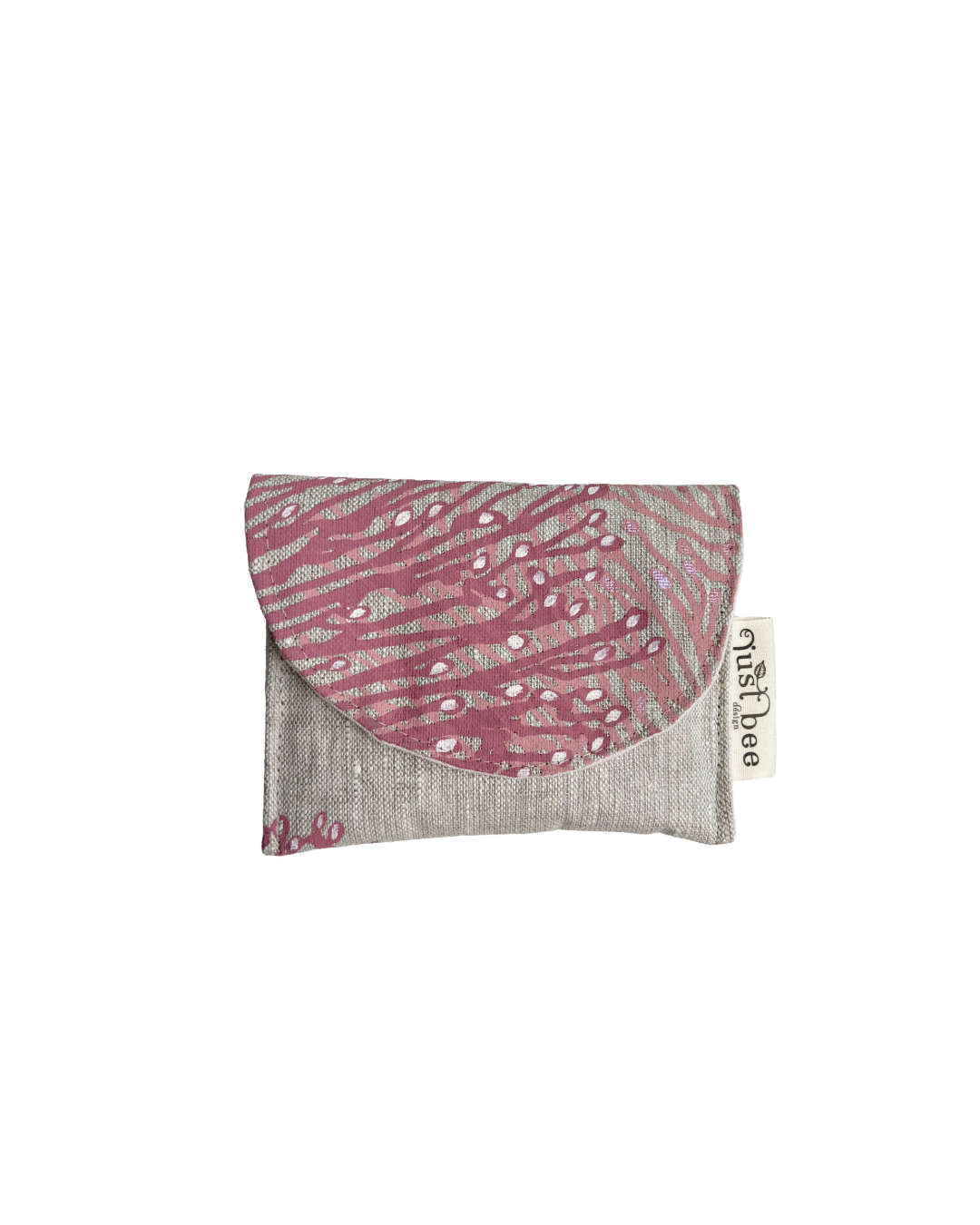 JUST BEE DESIGNS | 'Reef (Pink clay & French rope) Pouchlet / Wallet’ | Pure linen / handprinted