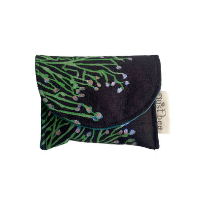 JUST BEE DESIGNS | ‘Pink Tip Coral’ Pouchlet / Wallet’ | Pure linen / handprinted + painted