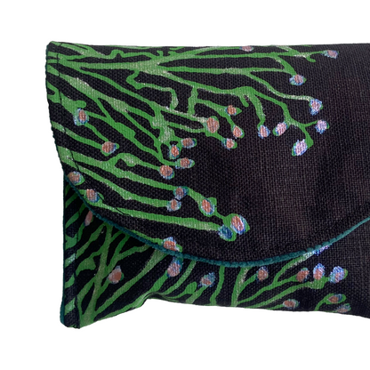 JUST BEE DESIGNS | ‘Pink Tip Coral’ Pouchlet / Wallet’ | Pure linen / handprinted + painted