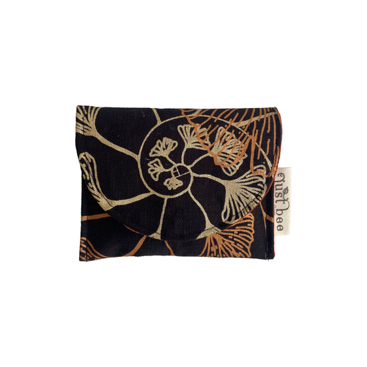 JUST BEE DESIGNS | ‘Ginko Gold’ Pouchlet / Wallet’ | Pure linen / handprinted + painted