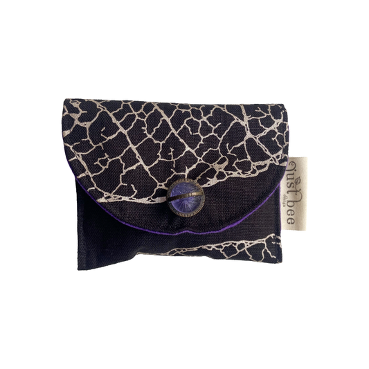 JUST BEE DESIGNS | ‘Silver Leaf’ Pouchlet / Wallet’ | Pure linen / handprinted + painted