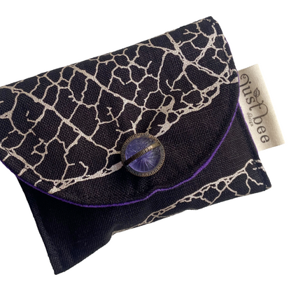 JUST BEE DESIGNS | ‘Silver Leaf’ Pouchlet / Wallet’ | Pure linen / handprinted + painted