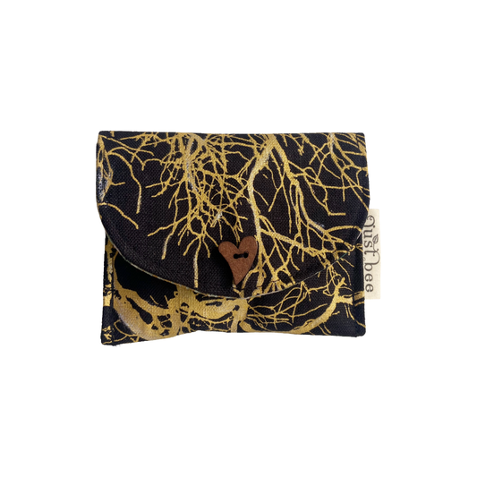 JUST BEE DESIGNS | ‘Gold Branches’ Pouchlet / Wallet’ | Pure linen / handprinted + painted