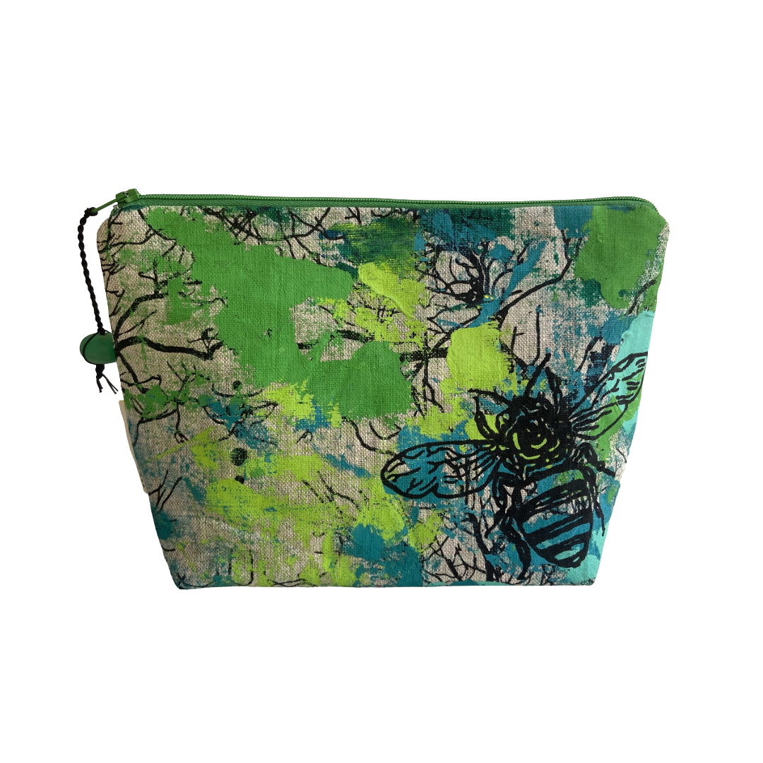 JUST BEE DESIGNS | ‘Bee’ Zip Pouch’ | Pure linen / handprinted + painted