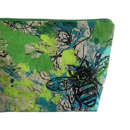 JUST BEE DESIGNS | ‘Bee’ Zip Pouch’ | Pure linen / handprinted + painted