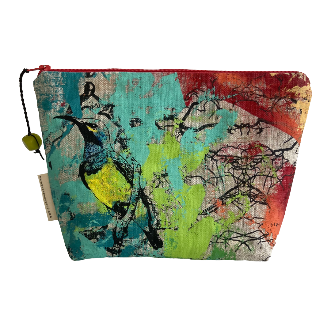 JUST BEE DESIGNS | ‘Rainbow Bee Eater’ Zip Pouch’ | Pure linen / handprinted + painted