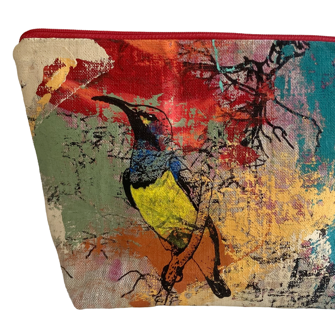 JUST BEE DESIGNS | ‘Rainbow Bee Eater’ Zip Pouch’ | Pure linen / handprinted + painted
