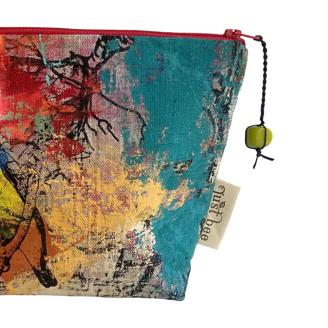 JUST BEE DESIGNS | ‘Rainbow Bee Eater’ Zip Pouch’ | Pure linen / handprinted + painted