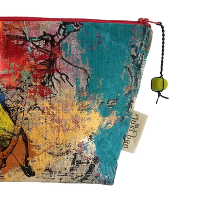 JUST BEE DESIGNS | ‘Rainbow Bee Eater’ Zip Pouch’ | Pure linen / handprinted + painted