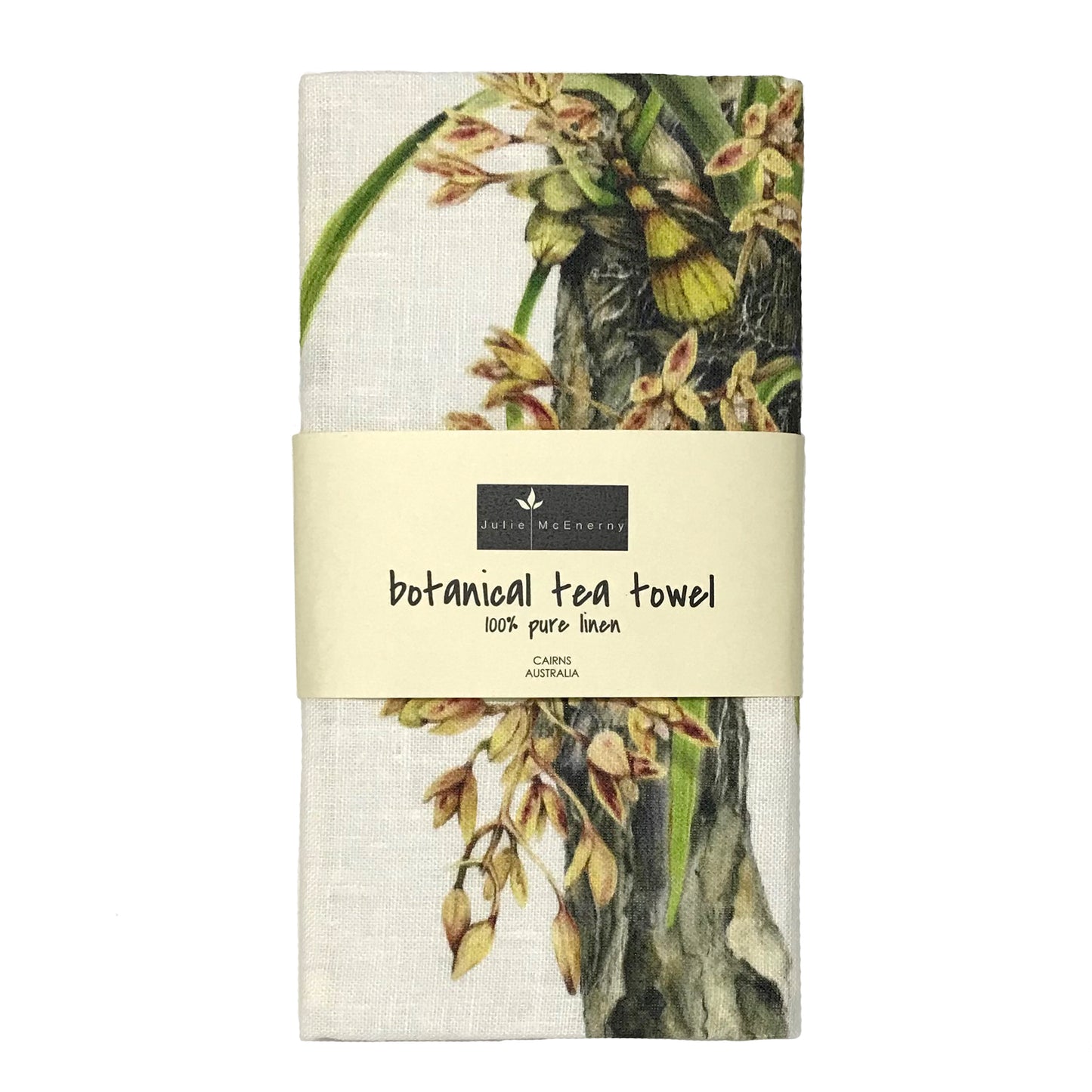 JULIE MCENERNY | ‘Native Orchid – Cymbidium canaliculation’ | Tea towel / 100% linen