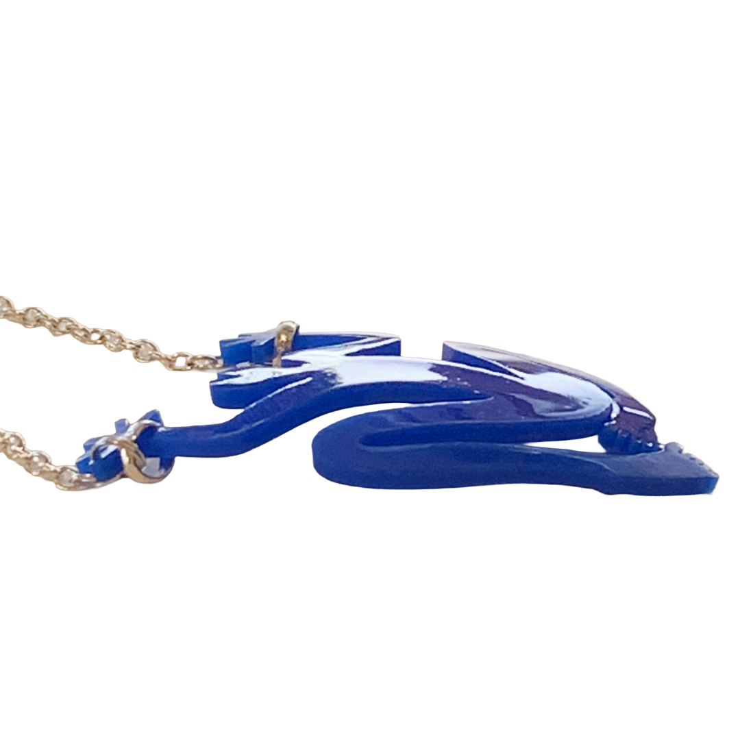 ARONE MEEKS | "Arone Figure Necklace- Blue Acrylic' | Lasercut + polished pendant | stainless steel chain