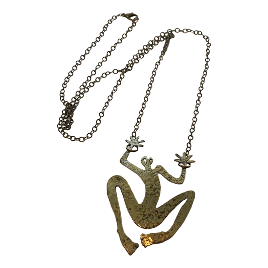 ARONE MEEKS | "Arone Figure Necklace- Brass' | Lasercut + hand textured pendant | brass chain