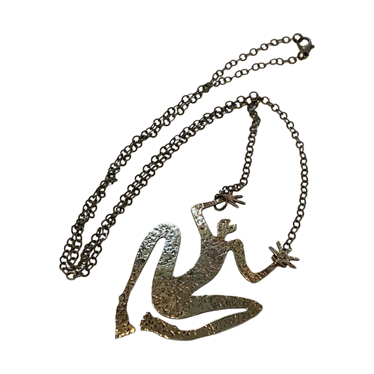 ARONE MEEKS | 'Arone Figure Necklace- Brass II'- Copper Tone | Lasercut + hand textured pendant | brass chain