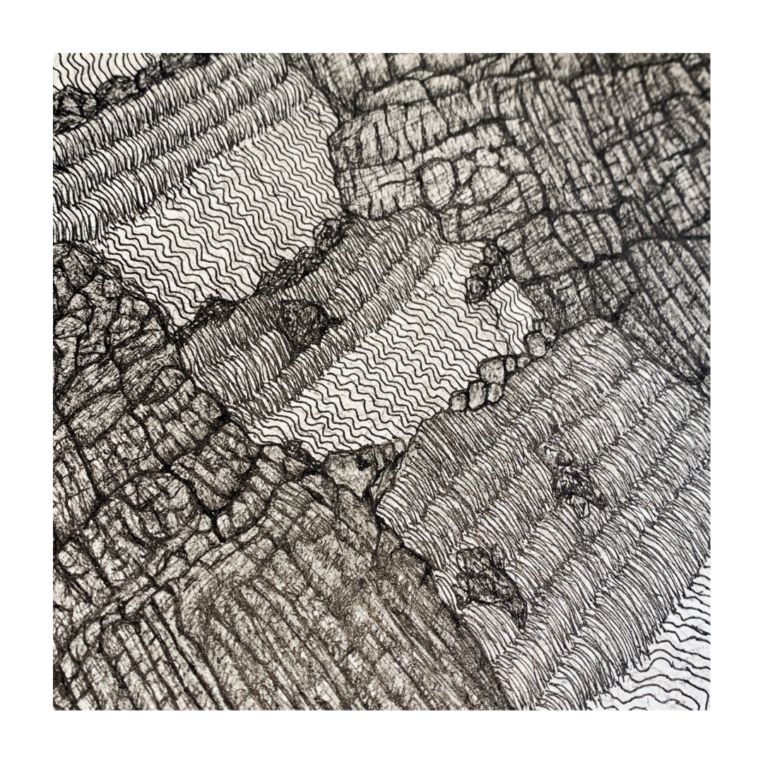 PETER B MORRISON | ‘Waterfall in NT’ | Pen + Ink drawing | 2023 | 60 (h) x 40 (w) cm