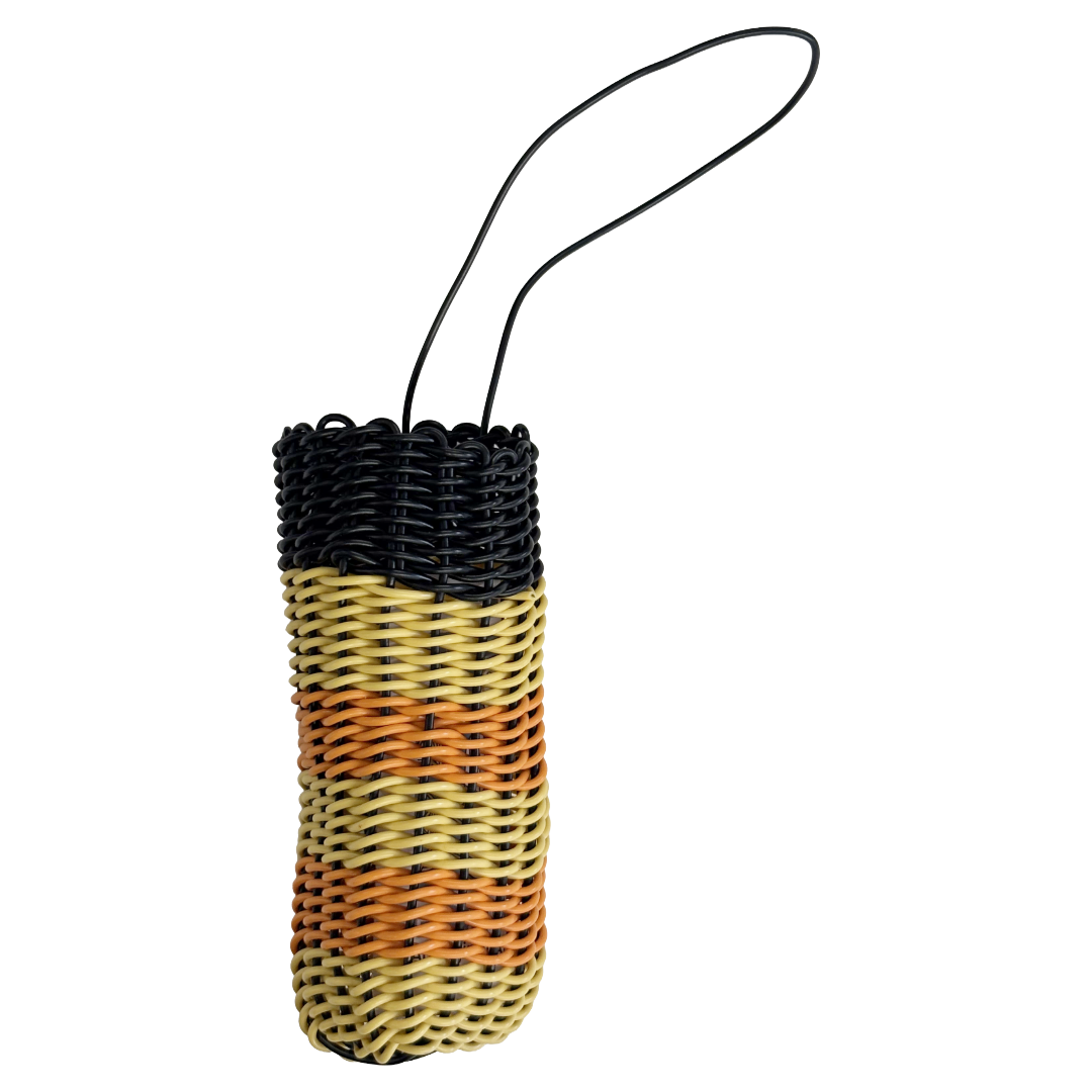 NEPHI DENHAM - Girringun Art Centre | 'Recycled Wire Jawun (basket)' | Black / orange / yellow