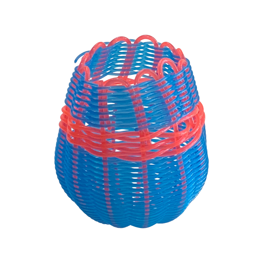 NEPHI DENHAM - Girringun Art Centre | 'Recycled Wire Jawun (basket)' | Neon pink / blue