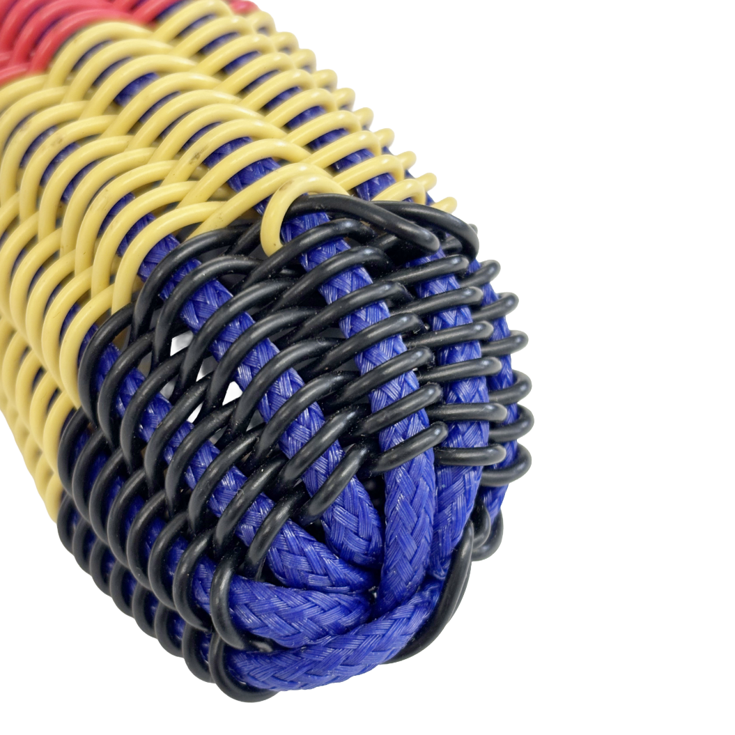 NEPHI DENHAM - Girringun Art Centre | 'Recycled Wire Jawun (basket)' | Black / red / yellow / blue