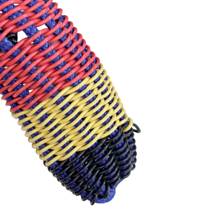NEPHI DENHAM - Girringun Art Centre | 'Recycled Wire Jawun (basket)' | Black / red / yellow / blue