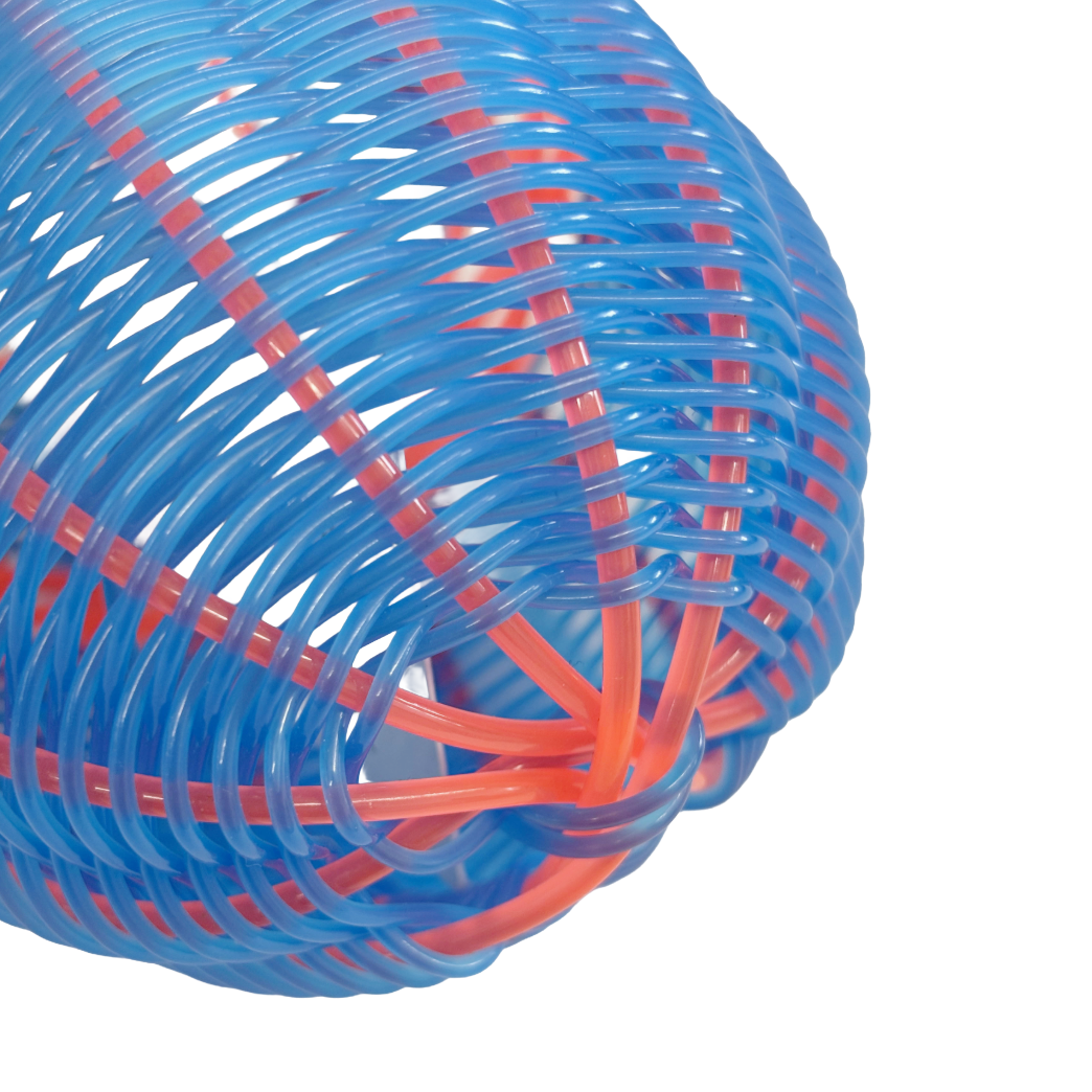 NEPHI DENHAM - Girringun Art Centre | 'Recycled Wire Jawun (basket)' | Neon pink / blue