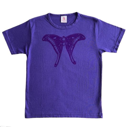 BIRDTRIBE WEARABLE ART | 'Eco Kids Clothes - Purple Shirt + Purple Moth' | 100% Cotton / Screen-printed in Australia