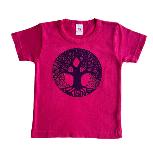 BIRDTRIBE WEARABLE ART | 'Eco Kids Clothes -Blue Tree + Pink Shirt' | 100% Cotton / Screen-printed in Australia