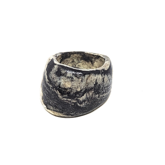 MALKI STUDIO | ‘Basalt Ring (1)’ | White and black clay