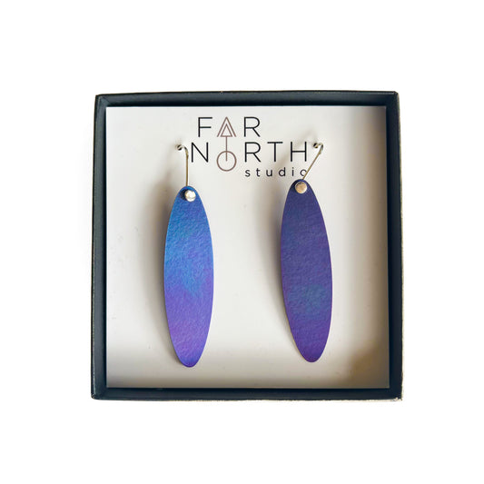 FAR NORTH STUDIO | ‘Waterfall Earrings’ | Burple supernova | Titanium & sterling silver