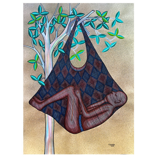 PAX JAKUPA | 'Baby on Bilum' | Ink on paper