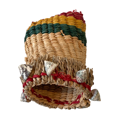 PAULA SAVAGE - Moa Island | 'Reggae Night Basket #357' | Woven rafia + jute | 18 x 14 cm