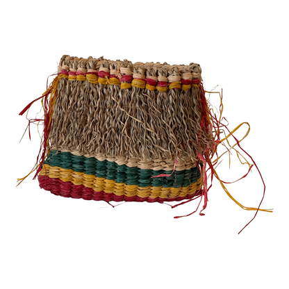 PAULA SAVAGE - Moa Island | 'Reggae Night Basket #358' | Woven rafia + jute | 18 x 20 cm