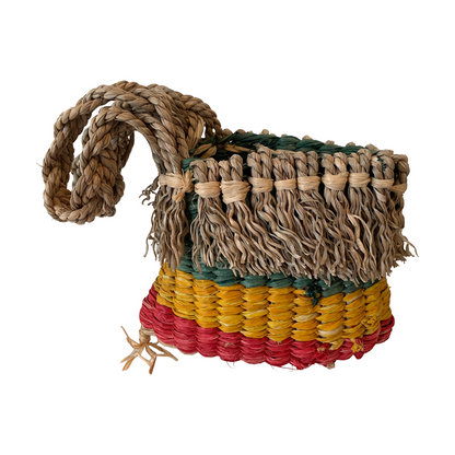 PAULA SAVAGE - Moa Island | 'Migi Basket #414' | Woven rafia + jute | 17 x 13 cm