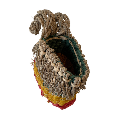 PAULA SAVAGE - Moa Island | 'Migi Basket #414' | Woven rafia + jute | 17 x 13 cm